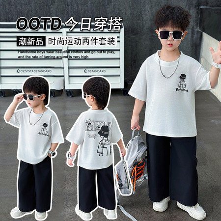 锦鲤童装&锦鲤童装&短袖小明模特套装