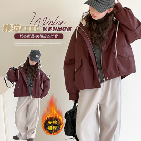 摩卡公主&摩卡公主&5465刺绣PU皮衣棉服