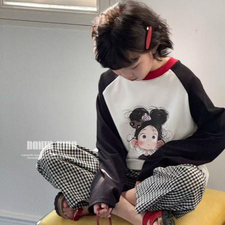 沐沐童堡&沐沐童堡&C5508-印花插肩袖T恤