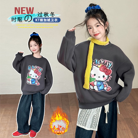 沐沐童堡&沐沐童堡&Q5779-KT猫印花加绒卫衣