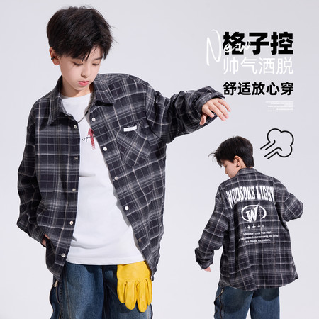 糖果小镇网供&糖果小镇网供&TGXZ2657中大童字母W格子衬衫外套