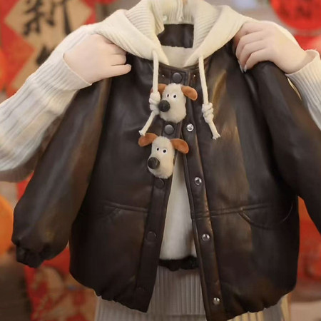 甜心西柚&甜心西柚&小狗挂件加绒皮衣