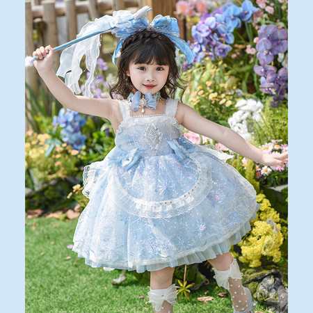清秀娃娃&清秀娃娃&6622重工雪花亮片爱莎洛丽塔公主裙