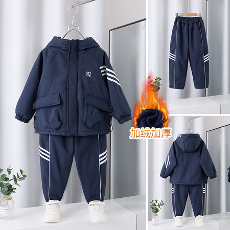 哈唯嘉&哈唯嘉&TZ25116-三白条连帽套装-藏青