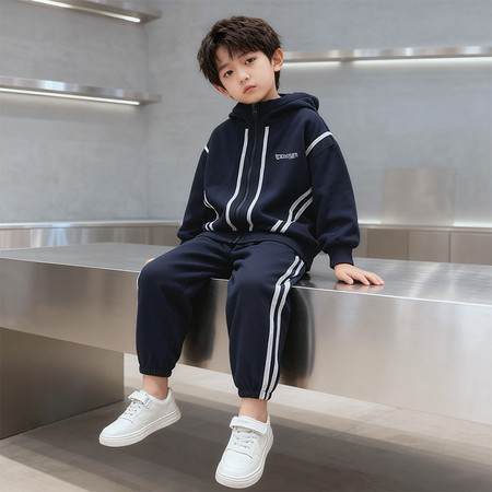 哈唯嘉&哈唯嘉&TZ25904-条纹连帽套装-藏青-