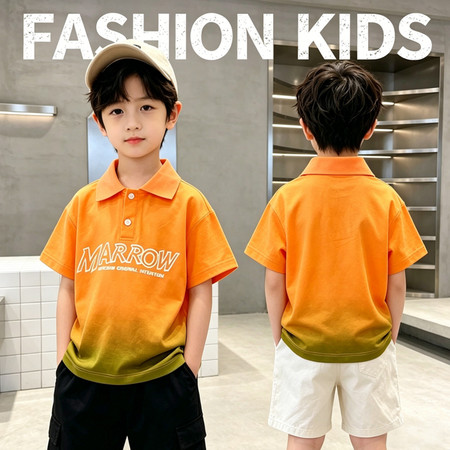 哈唯嘉&哈唯嘉&T25508-橙色渐变POLO