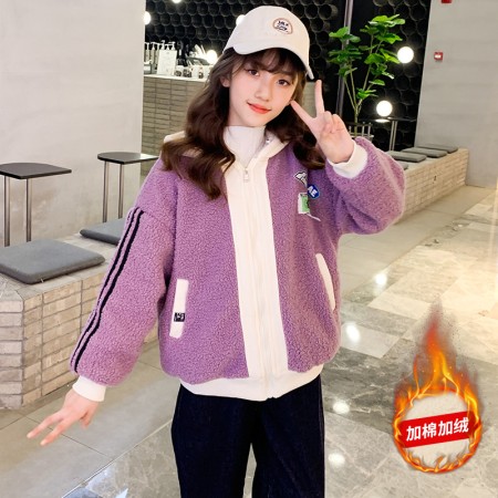 青青童年&青青童年&D558拼色卫衣毛毛衣