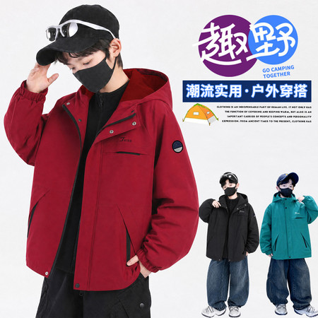 嘟吧嘟网供&嘟吧嘟网供&2612款连帽冲锋衣三合一