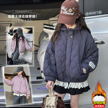 寒颖贝贝&寒颖贝贝&D61款-女童花边航线棉服外套