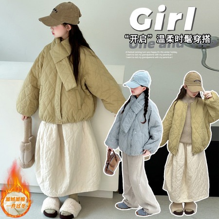 寒颖贝贝&寒颖贝贝&D71款-女童绗棉加绒加厚棉衣1