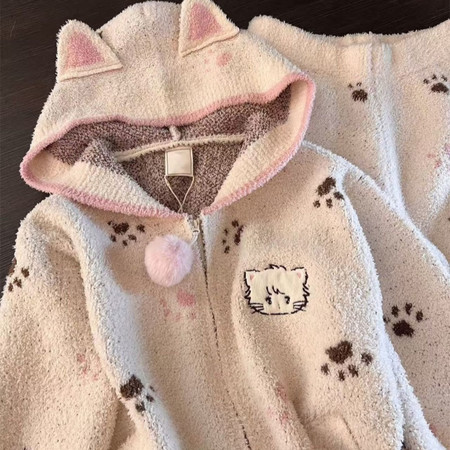 开鑫果而【原开心果而】&开鑫果而【原开心果而】&猫爪半边绒家居服套装