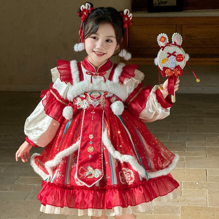 小懒熊&小懒熊&X56137风飞九天加绒年服连衣裙