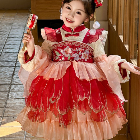 小懒熊&小懒熊&X56136层叠花瓣加绒汉服年服裙