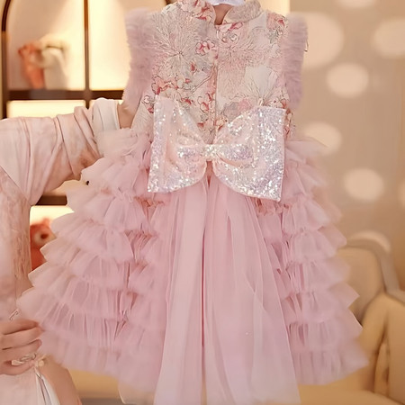 小懒熊&小懒熊&X56170粉色加绒背心旗袍裙