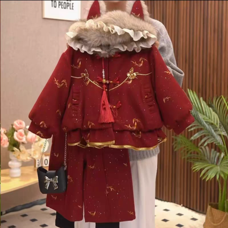 小懒熊&小懒熊&X56169加绒加厚刺绣年年有余年服套装