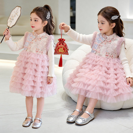 小懒熊&小懒熊&X56170新中式背心旗袍连衣裙