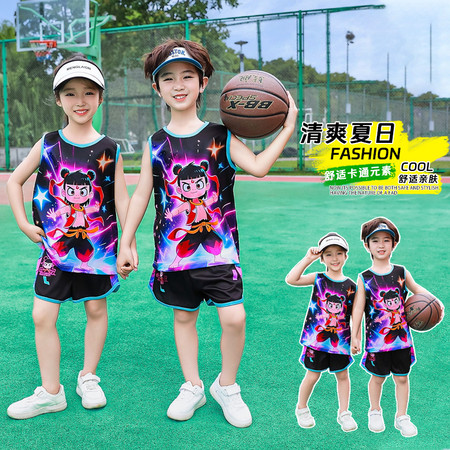 富贵竹&富贵竹&2082卡通哪吒速干蓝球服