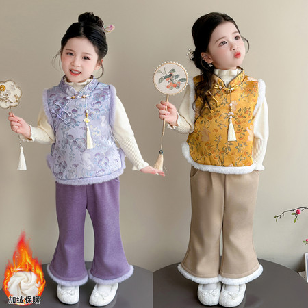 梦小丫&梦小丫&L0887毛边年服裤套装