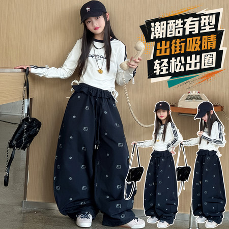 奶柚kids&奶柚kids&XY76款韩系百搭KT印花弯刀裤