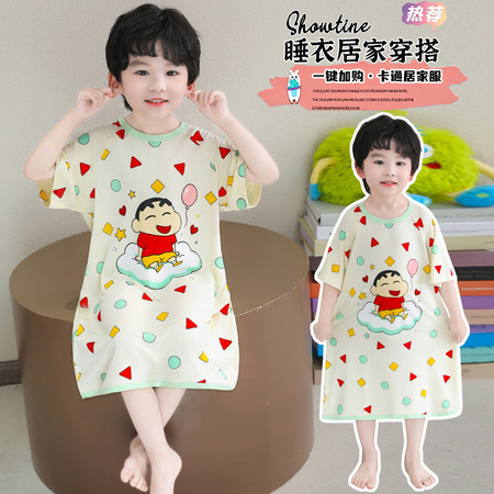 洣哆哆&洣哆哆&2633蜡笔小新一粒扣睡裙