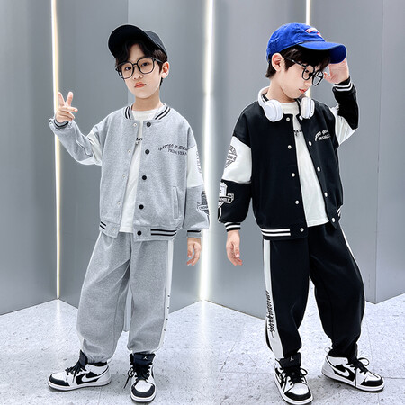 星际小兔&星际小兔&TZ609字母拼接棒球服套装运动儿童套装