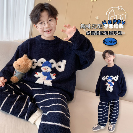 西瓜街&西瓜街&XGJ-2590小雪人半边绒家居服