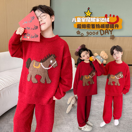 西瓜街&西瓜街&XGJ-SY2598男女童小马红色家居服