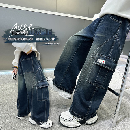 西瓜街&西瓜街&XGJ-KZ2670水洗做旧工装牛仔裤