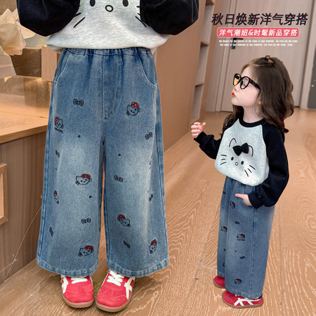 班小甜&班小甜&猫咪刺绣牛仔裤