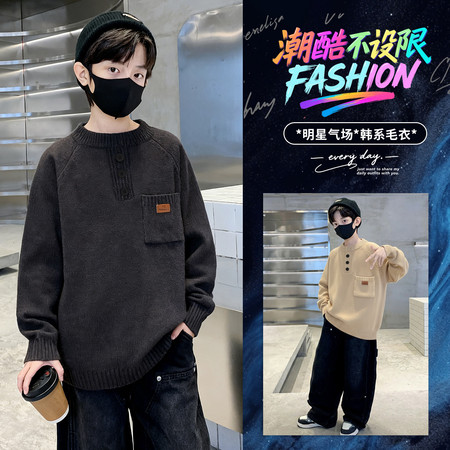 追梦少年&追梦少年&8832款口袋贴标针织毛衣