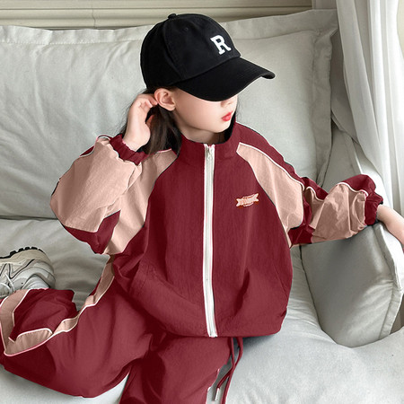 恬朵&恬朵&FS7025女童韩版休闲拼色印花运动套装