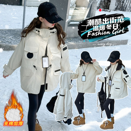 恬朵&恬朵&爆款女童加厚三合一防风户外韩范冲锋衣