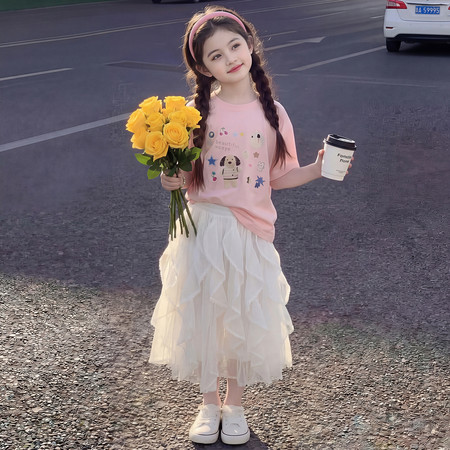 恬朵&恬朵&2610花边半身裙体恤套装