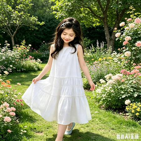 恬朵&恬朵&女童小清新无袖背心裙法式森系棉布连衣