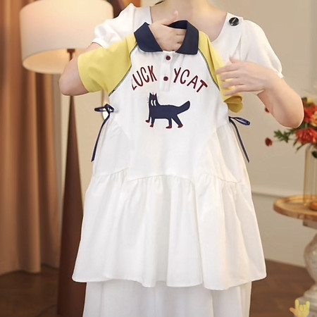 沐汣童品【原唛多多】&沐汣童品【原唛多多】&88026黑猫POLO领连衣裙