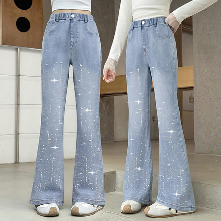 萱丫头&萱丫头&爱心钻流星雨牛仔喇叭裤