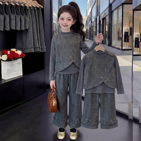 TMM潮童&TMM潮童&TMM24529-麻纹灰套装