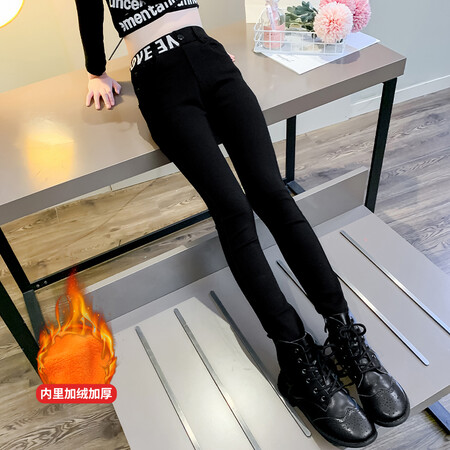 梦儿飞童装&梦儿飞童装&加绒款字母腰直弹裤