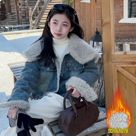 梦儿飞童装&梦儿飞童装&羊羔毛牛仔外套