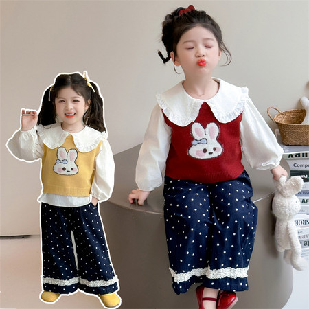 嘟嘟啦&嘟嘟啦&毛衣马甲衬衣三件套