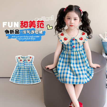 嘟嘟啦&嘟嘟啦&草莓领花边连衣裙