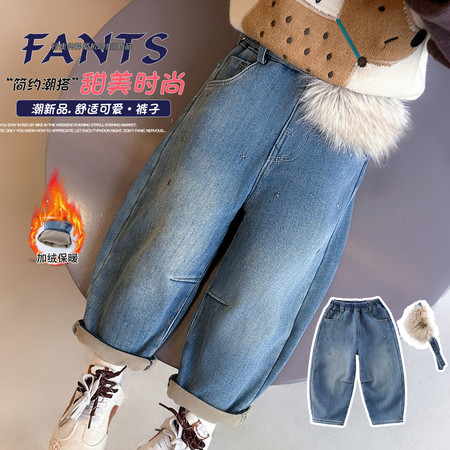 嘟嘟啦&嘟嘟啦&烫钻加绒牛仔裤