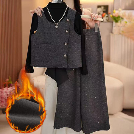 小芒果&小芒果&加绒打底撒银三件套