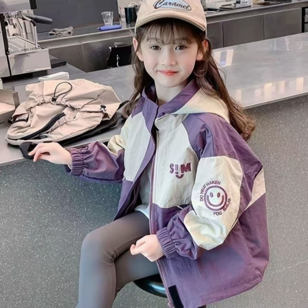 小芒果&小芒果&春秋装袖口笑脸外套冲锋衣