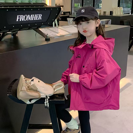 小芒果&小芒果&春秋装火龙果色冲锋衣外套
