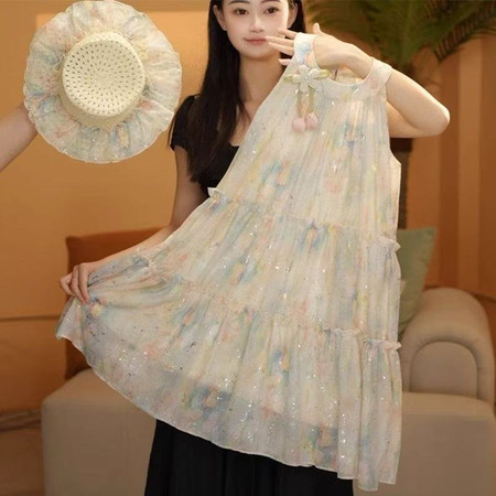 小芒果&小芒果&2663送帽子汤银连衣裙子