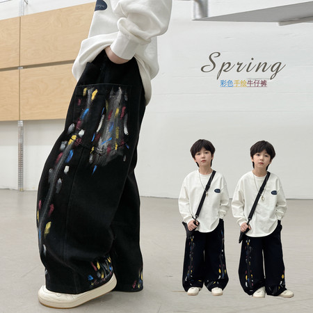 朝阳童&朝阳童&8603手绘弯刀裤