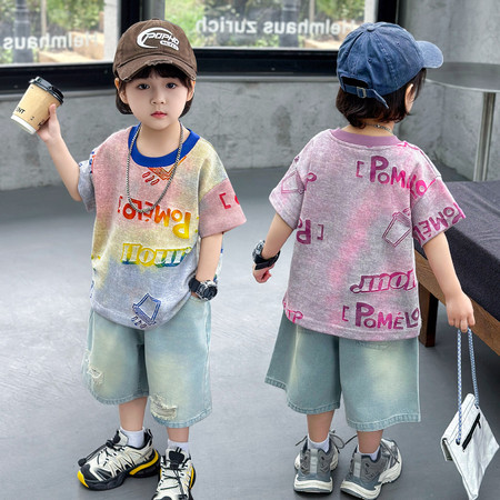 小萌娃童装&小萌娃童装&扎染烧花底纹可乐杯套装