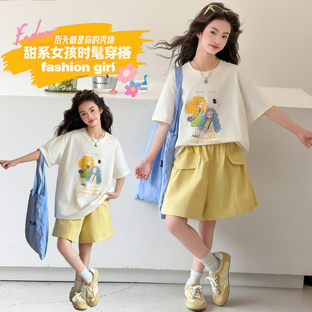 七叶童&七叶童&2656款女孩短裤套装
