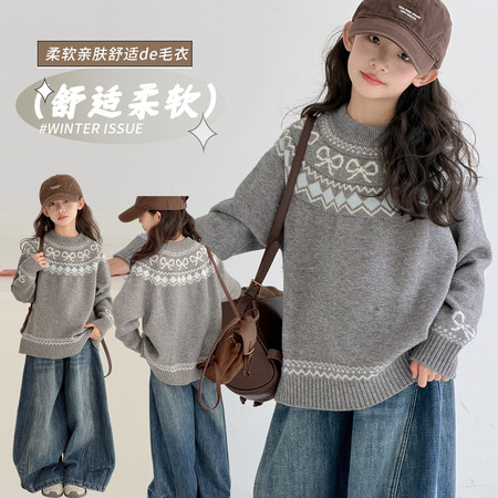 安琪拉88&安琪拉88&25124蝴蝶结复古毛衣